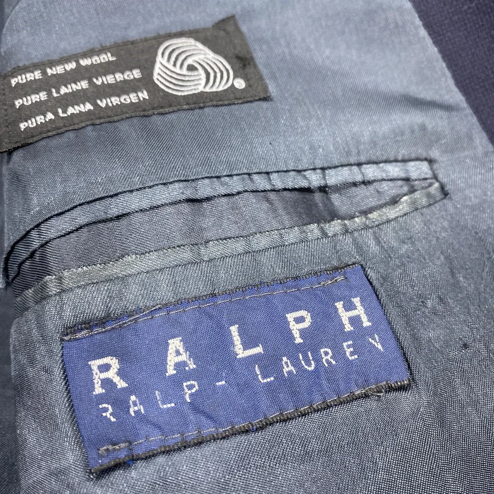 Ralph Lauren Blazer Mens 42 Blue Wool Classic 2-Piece Single-Breasted Lined